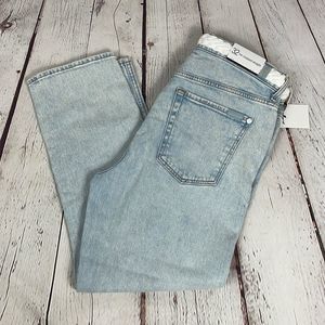 7FAM HW Cropped Straight faux Braid Belt Jeans NWT Summer Crop